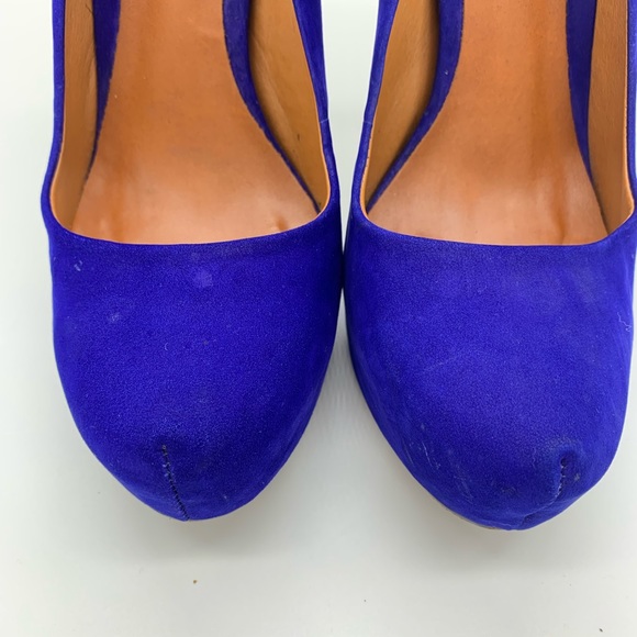 Schutz Ultra High Blue Suede Pumps Studded Heels - Picture 4 of 8